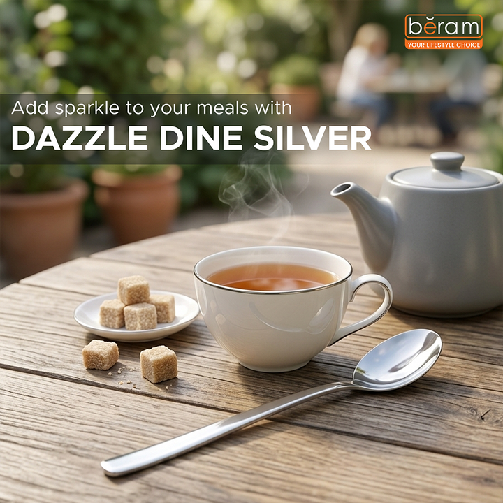 BERAM Dazzle Dine in Silver Cutlery Elegant Stainless Steel, 18/10 Grade Kitchen Utensils Set Tableware Set for Home, Restaurants and More
