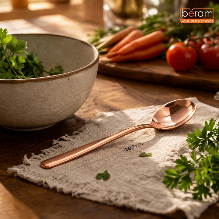 BERAM Dazzle Dine Cutlery Elegant 18/10 Stainless Steel Flatware with PVD Copper Finish, Premium Tableware for Home, Restaurants
