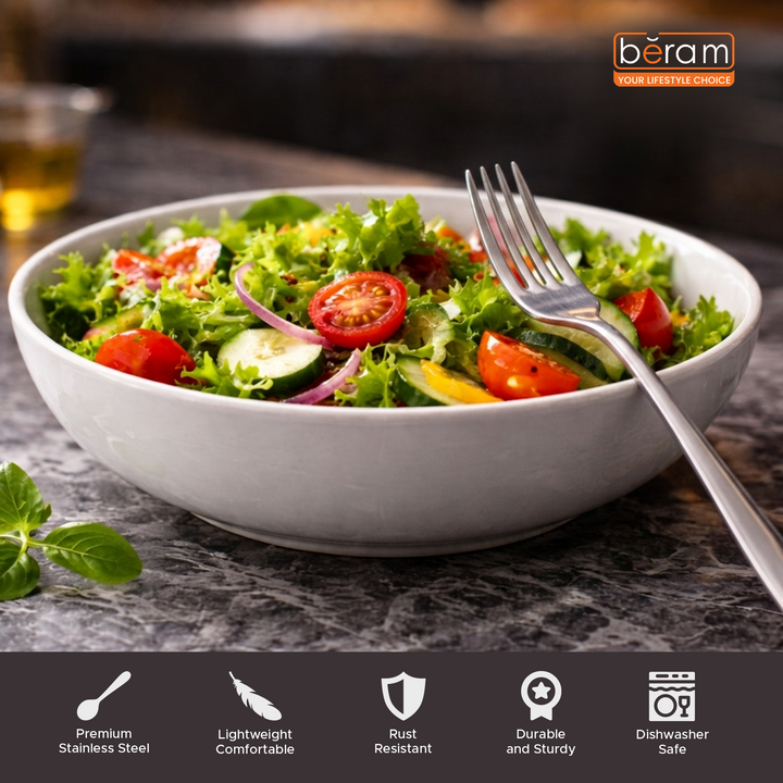 BERAM Dazzle Dine in Silver Cutlery Elegant Stainless Steel, 18/10 Grade Kitchen Utensils Set Tableware Set for Home, Restaurants and More