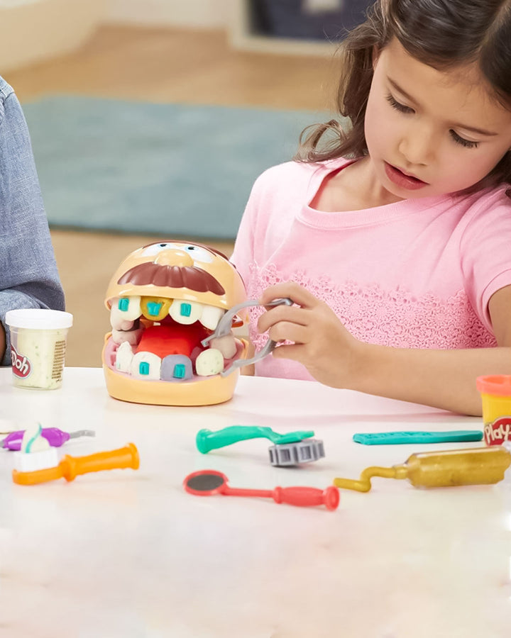 Play-Doh Drill ‘n Fill Dentist Kit – 16oz Dental Playset with 6 Play-Doh Colors, Includes Tools for Filling, Brushing & Cleaning Teeth, Encourages Creativity & Role Play for Kids 3+, Safe and Durable by Hasbro
