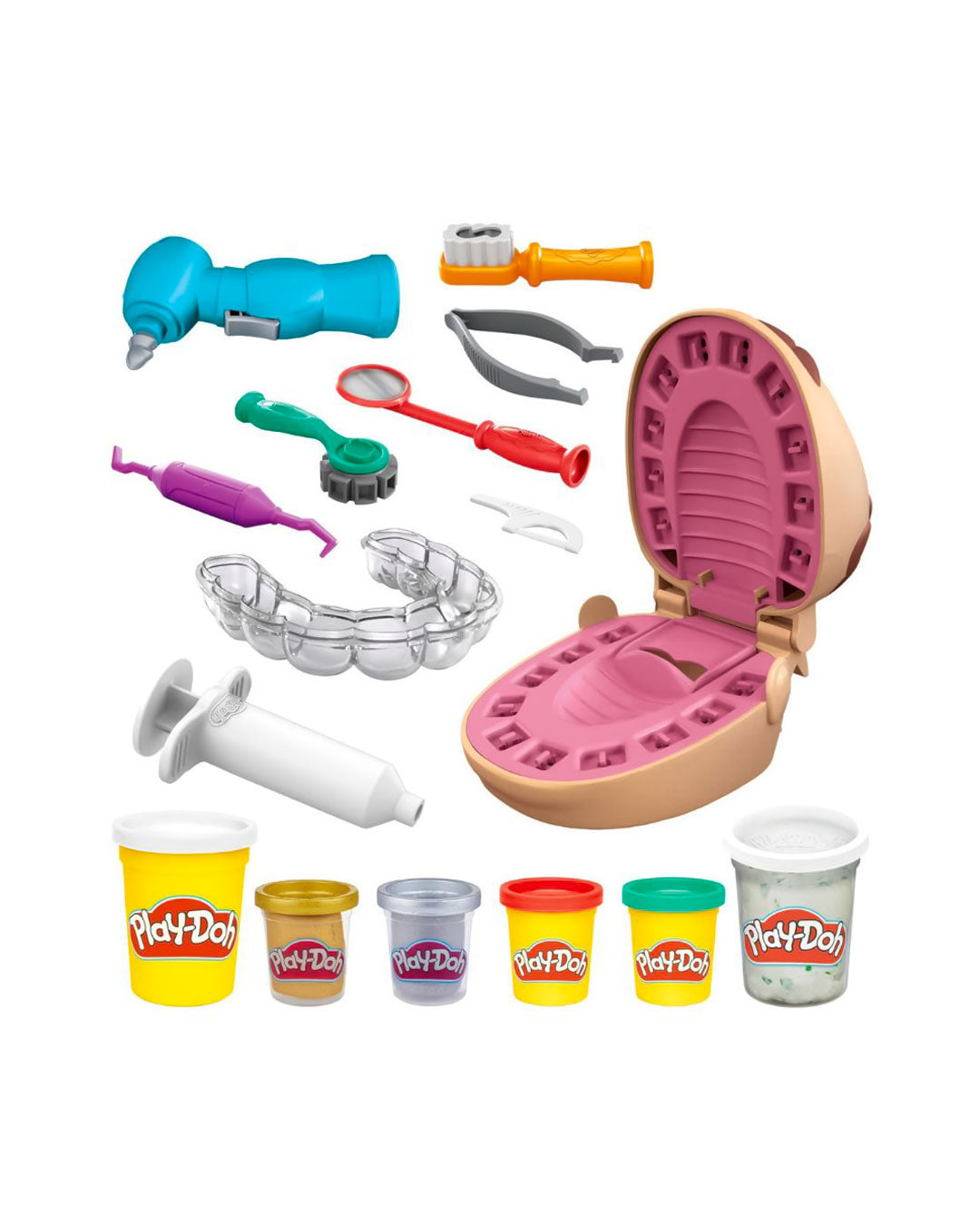 Play-Doh Drill ‘n Fill Dentist Kit – 16oz Dental Playset with 6 Play-Doh Colors, Includes Tools for Filling, Brushing & Cleaning Teeth, Encourages Creativity & Role Play for Kids 3+, Safe and Durable by Hasbro