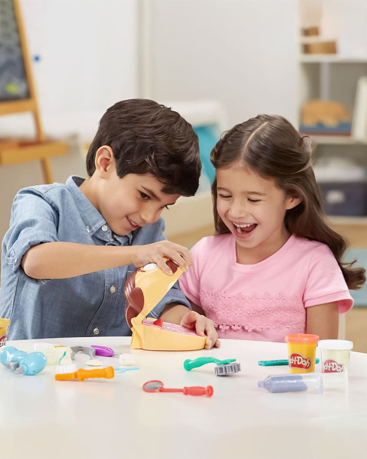 Play-Doh Drill ‘n Fill Dentist Kit – 16oz Dental Playset with 6 Play-Doh Colors, Includes Tools for Filling, Brushing & Cleaning Teeth, Encourages Creativity & Role Play for Kids 3+, Safe and Durable by Hasbro
