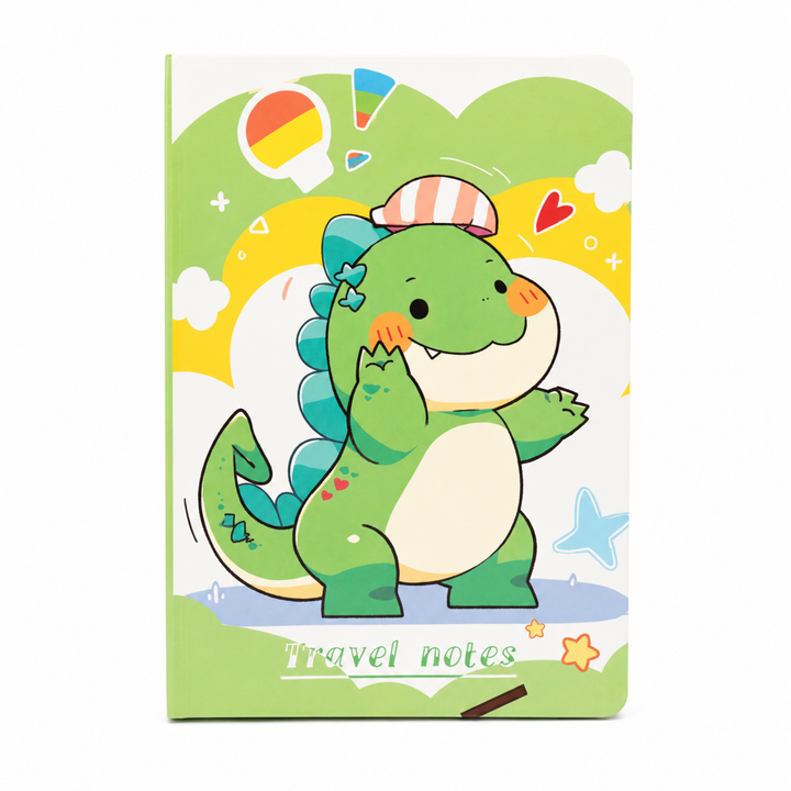 Dinosaur Diary for Students, Cute Dinosaur Notebook for Boys and Girls, Colorful Cartoon Ruled Journal for Writing, Drawing, School Notes, Travel & Everyday Use