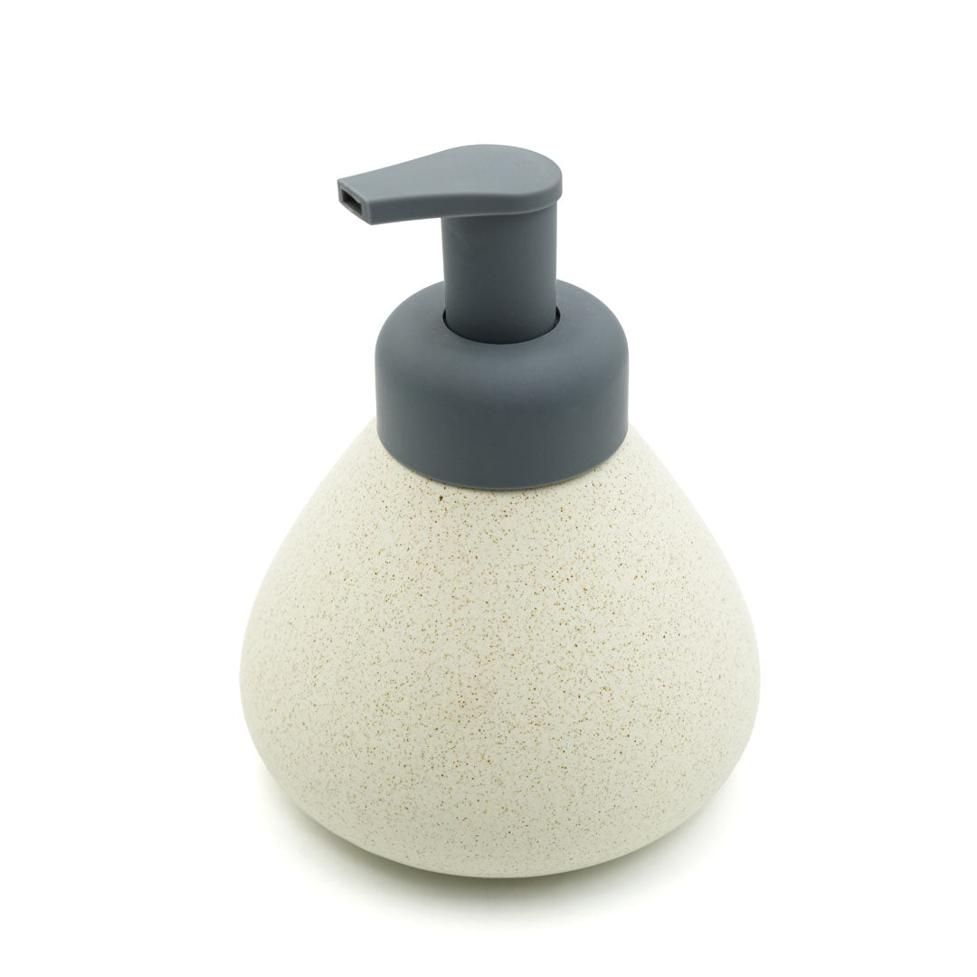 Beram Pear-Shaped Soap Dispenser 380ml Matte Ceramic Lotion Pump Bottle Elegant Countertop Bathroom Accessory for Hand Soap Sanitizer or Shampoo(Dotted Pear Black and White)