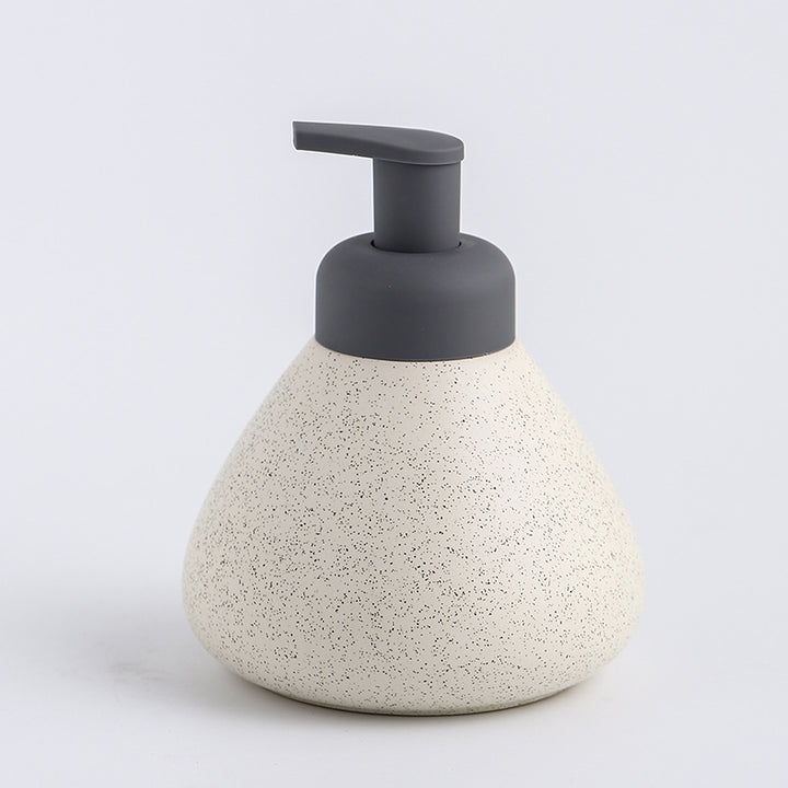 Beram Pear-Shaped Soap Dispenser 380ml Matte Ceramic Lotion Pump Bottle Elegant Countertop Bathroom Accessory for Hand Soap Sanitizer or Shampoo(Dotted Pear Black and White)