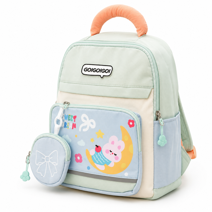 Cute Cartoon School Backpack with Mini Zip Pouch, Lightweight Student Book Bag, Multi Pocket School Backpack with Adjustable Shoulder Straps, Large Capacity Backpack for School & Daily Use