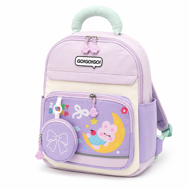 Cute Cartoon School Backpack with Mini Zip Pouch, Lightweight Student Book Bag, Multi Pocket School Backpack with Adjustable Shoulder Straps, Large Capacity Backpack for School & Daily Use