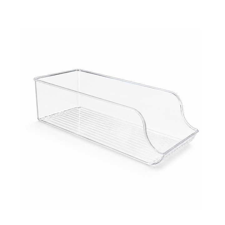 Beram Refrigerator Beverage & Can Holder Transparent Storage Box Drink Holder Clear PET Fridge Organizer Rack for Bottles Rectangular Kitchen Pantry Bin Freezer Container BPA-Free Multipurpose Box