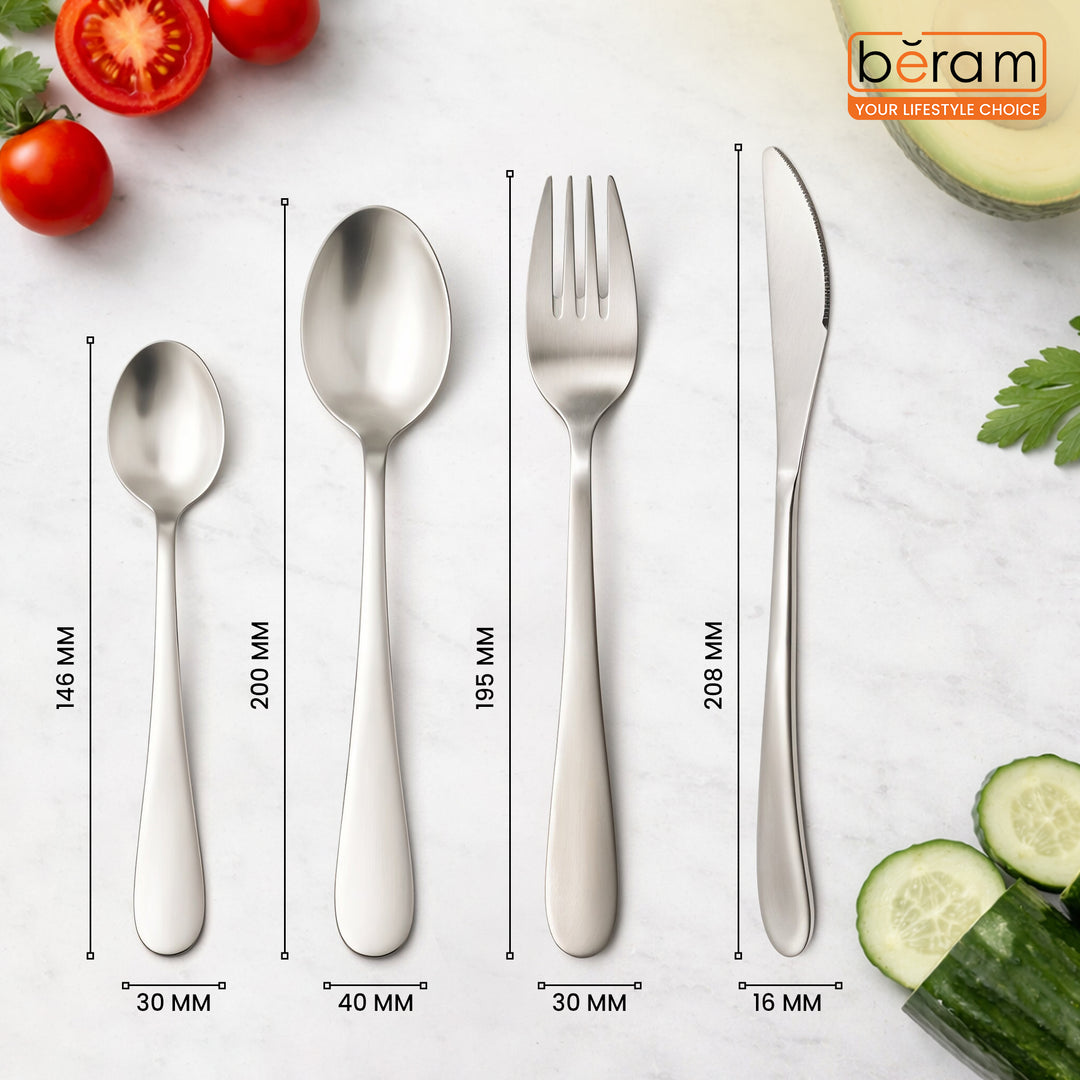 BERAM Elegant Silverware Cutlery Set, Elegant Stainless Steel, 18/10 Grade Kitchen Utensils Set, Tableware Set for Home, Restaurants