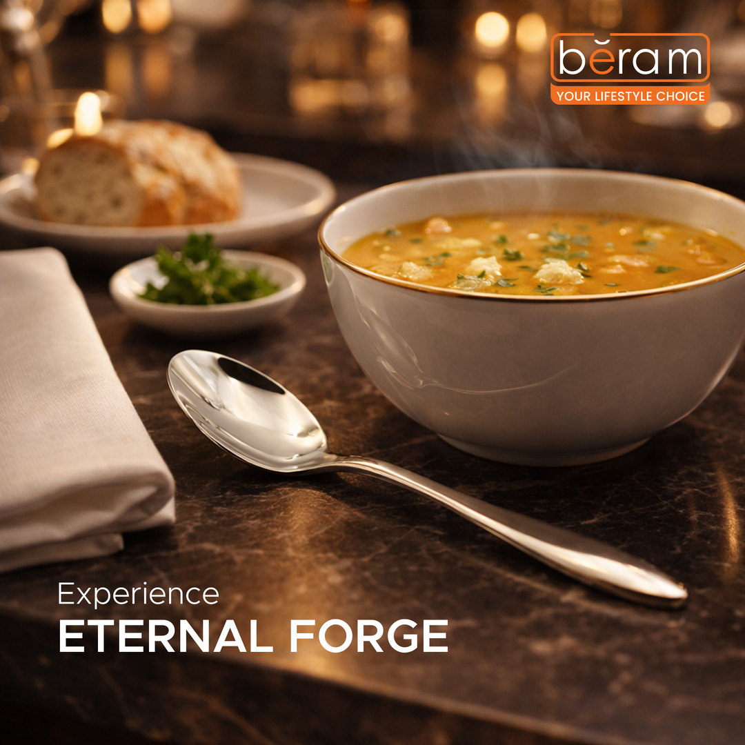 BERAM Eternal Forge Cutlery, Elegant Stainless Steel Flatware, 18/10 Grade, Kitchen Utensils Set, Tableware Set For Home, Restaurants, Hotels and More
