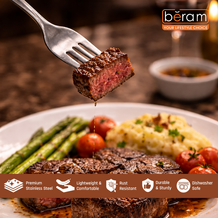 BERAM Eternal Forge Cutlery, Elegant Stainless Steel Flatware, 18/10 Grade, Kitchen Utensils Set, Tableware Set For Home, Restaurants, Hotels and More