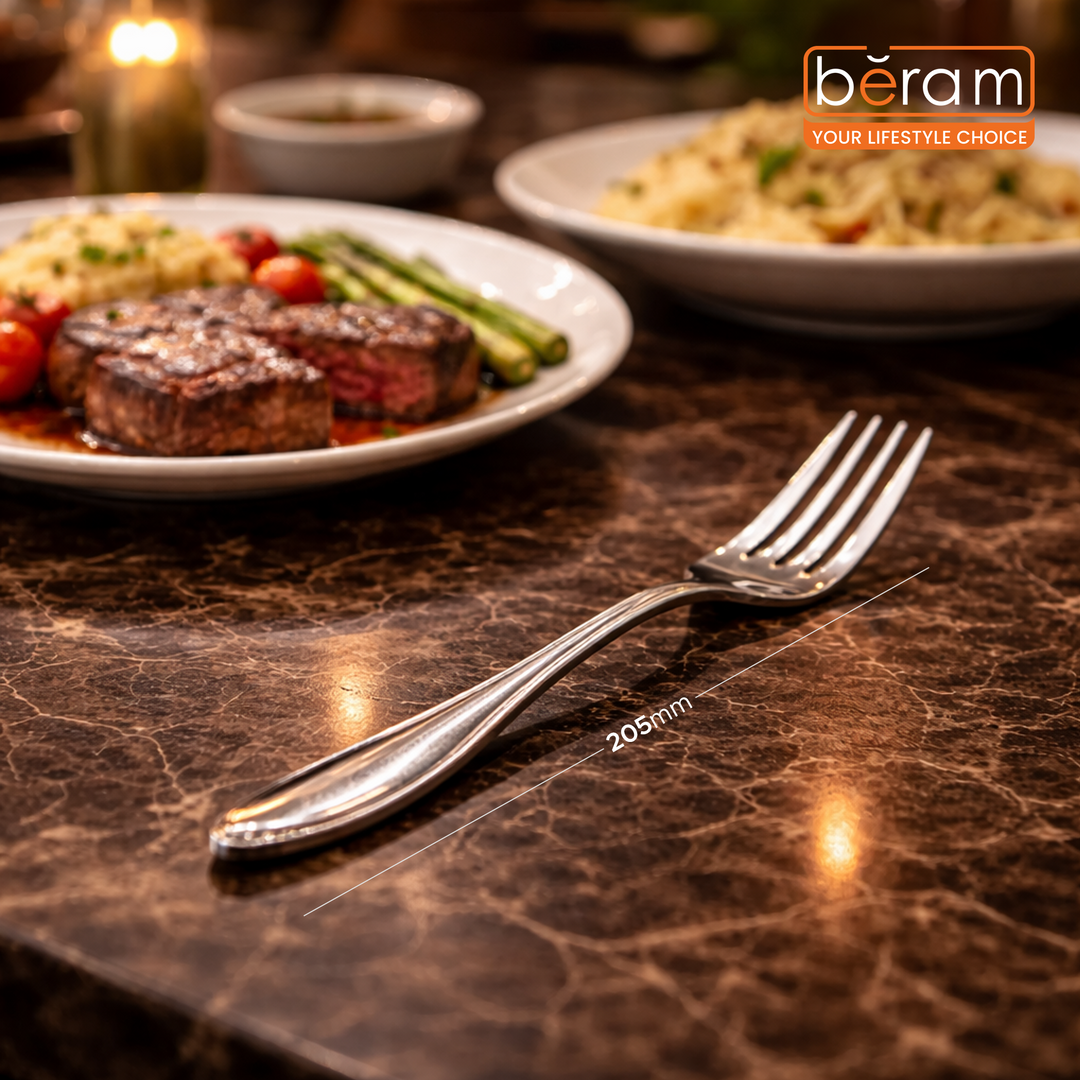 BERAM Eternal Forge Cutlery, Elegant Stainless Steel Flatware, 18/10 Grade, Kitchen Utensils Set, Tableware Set For Home, Restaurants, Hotels and More