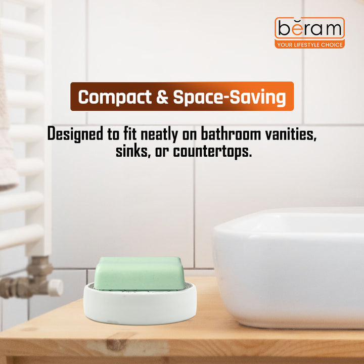 Beram 4Pcs Ceramic Bathroom and Kitchen Accessory Set Elegant Floral Embossed Design Toileteries with Soap Dispenser Tumbler/Toothbrush holder & Soap Dish White & Black Flower design (4 Pieces Set)