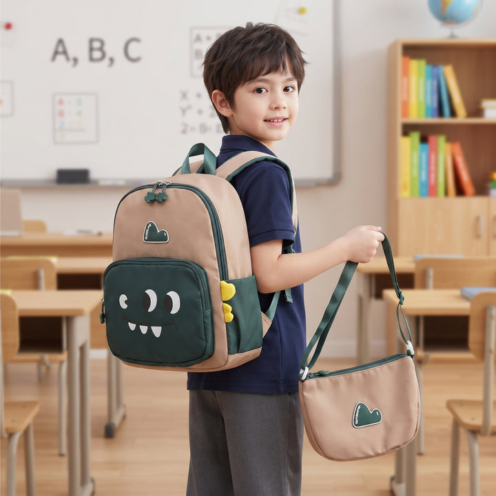 Buddy Animal School Backpack with Matching Side Bag, Lightweight Student Book Bag Set, Cute Cartoon School Backpack with Adjustable Shoulder Straps, Multi Pocket Backpack School, Daily Use & Travel.