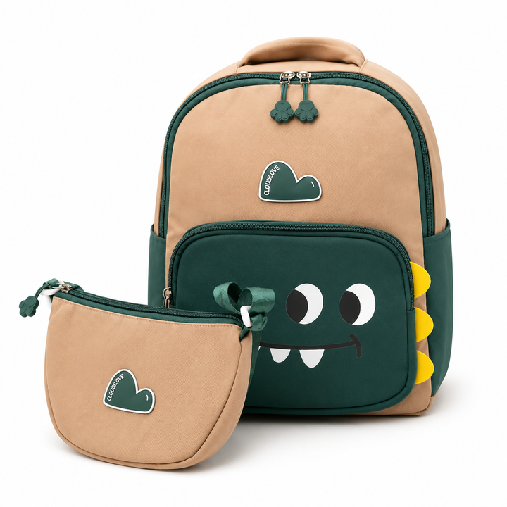Buddy Animal School Backpack with Matching Side Bag, Lightweight Student Book Bag Set, Cute Cartoon School Backpack with Adjustable Shoulder Straps, Multi Pocket Backpack School, Daily Use & Travel.