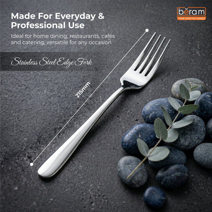 BERAM Stainless Edge Cutlery – Premium 18/10 Stainless Steel Flatware with Elegant Silver Non-Slip Handles – Durable Kitchen Utensils for Home & Restaurants