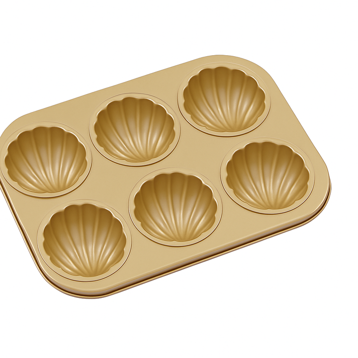 Beram Shell Shape Mold Non-Stick Carbon Steel Baking Pan Heat-Resistant Easy Clean Food-Grade Bakeware for Muffins Cupcakes Madeleines Pastries Cookies and Desserts Oven Safe Durable Cake Tray