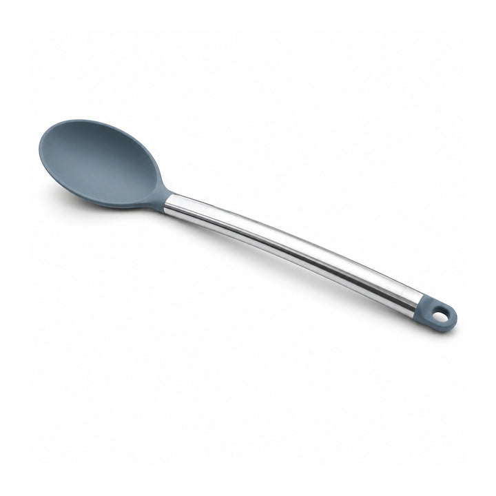 Beram 8Pcs Silicone &Stainless Steel Kitchen Utensil Heat Resistant 3Spatulas,1Tong,1Soup Ladle,1Pasta Server,1Turner,1Whisk Non-Stick BPA-Free,Dishwasher Safe (GREY) (Set of 8)