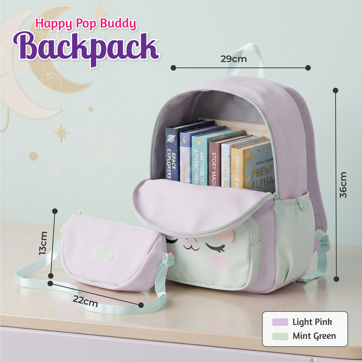 Buddy Animal School Backpack with Matching Side Bag, Lightweight Student Book Bag Set, Cute Cartoon School Backpack with Adjustable Shoulder Straps, Multi Pocket Backpack School, Daily Use & Travel.
