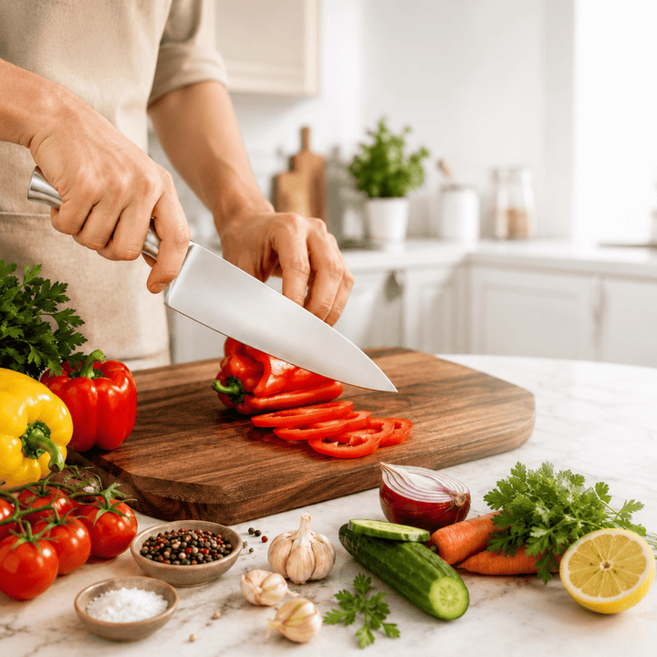 8 Pieces Steel Knife Set Wooden Block
