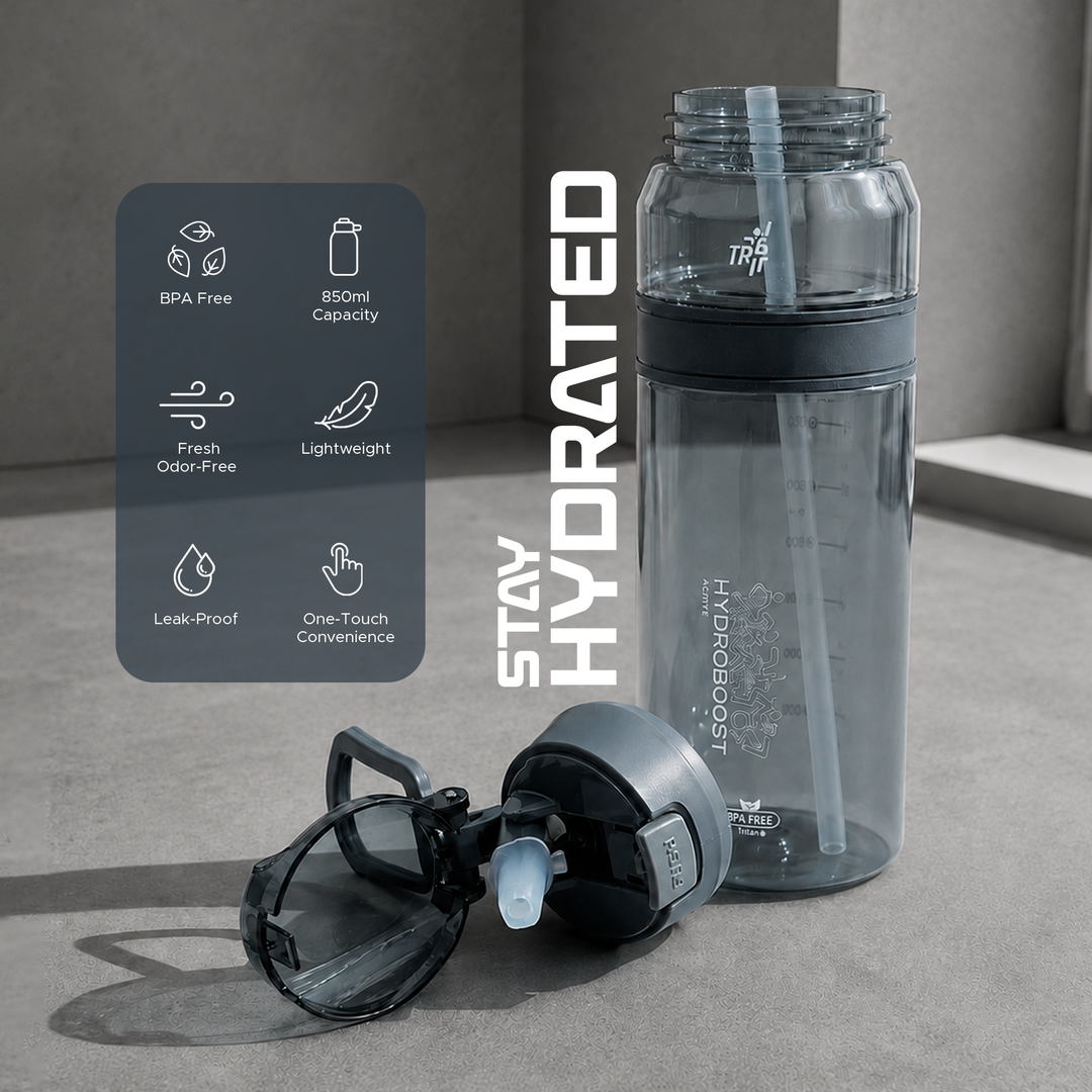 TR6 Hydro Boost Active Clear Water Bottle BPA Free Tritan Sports Bottle with Lockable Flip Lid Leakproof & Durable Ideal for Gym Office Outdoor Travel School 850ml