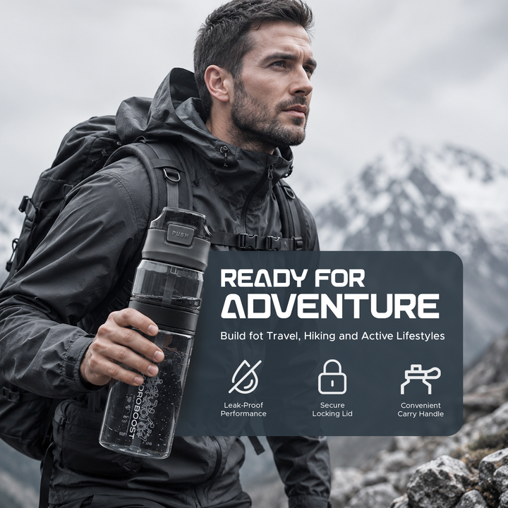 TR6 Hydro Boost Active Clear Water Bottle BPA Free Tritan Sports Bottle with Lockable Flip Lid Leakproof & Durable Ideal for Gym Office Outdoor Travel School 850ml