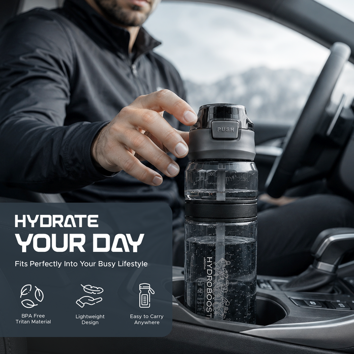 TR6 Hydro Boost Active Clear Water Bottle BPA Free Tritan Sports Bottle with Lockable Flip Lid Leakproof & Durable Ideal for Gym Office Outdoor Travel School 850ml