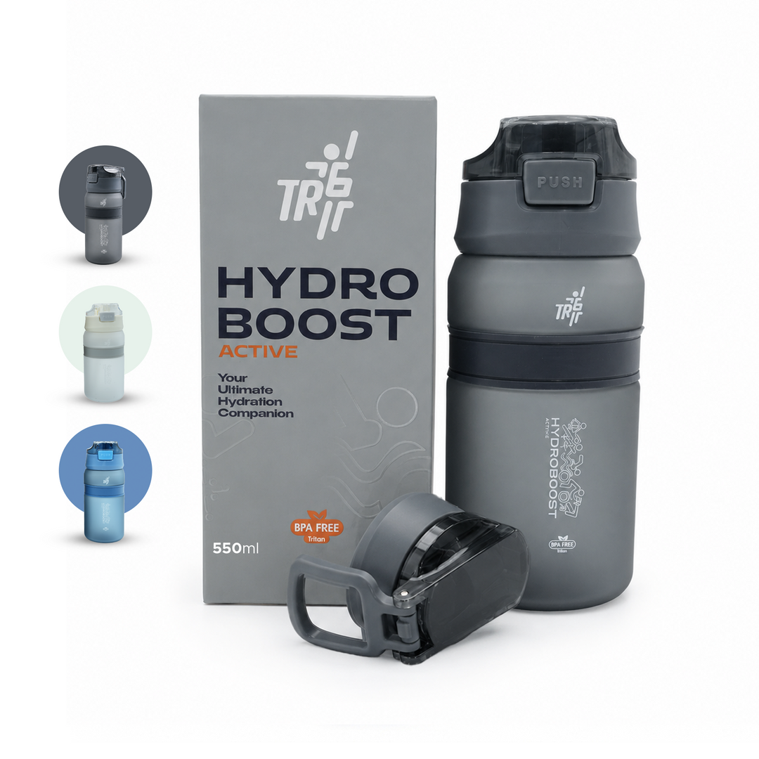 TR6 Hydra Boost Active Frosted 550ml BPA Free Tritan Bottle with Straw, Lockable Flip Lid Leakproof, Lightweight & Stylish Ideal for Gym, Work, School & Outdoor Use