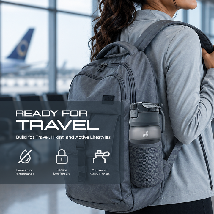 TR6 Hydra Boost Active Frosted 550ml BPA Free Tritan Bottle with Straw, Lockable Flip Lid Leakproof, Lightweight & Stylish Ideal for Gym, Work, School & Outdoor Use