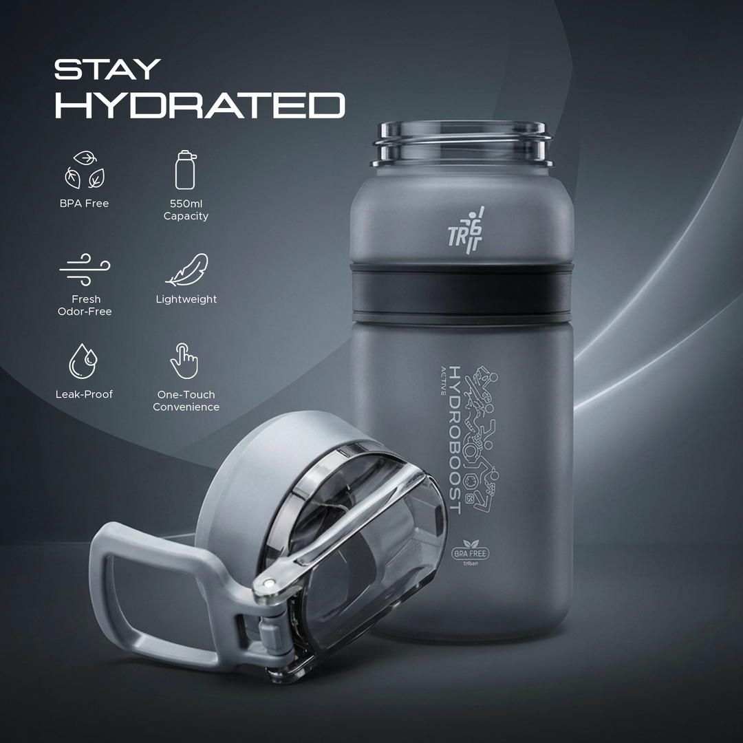 TR6 Hydra Boost Active Frosted 550ml BPA Free Tritan Bottle with Straw, Lockable Flip Lid Leakproof, Lightweight & Stylish Ideal for Gym, Work, School & Outdoor Use