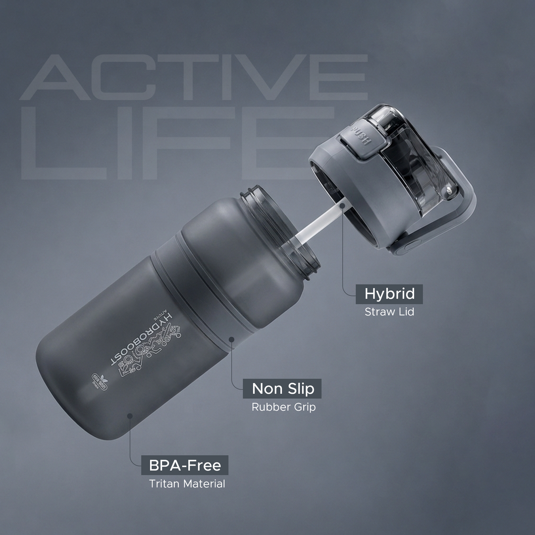 TR6 Hydra Boost Active Frosted 550ml BPA Free Tritan Bottle with Straw, Lockable Flip Lid Leakproof, Lightweight & Stylish Ideal for Gym, Work, School & Outdoor Use