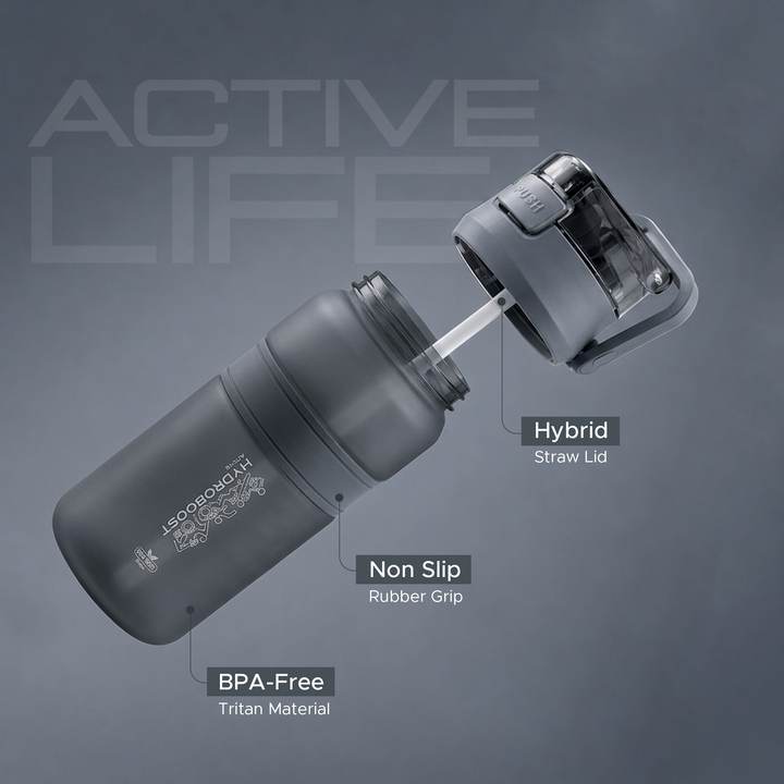 TR6 Hydra Boost Active Frosted 550ml BPA Free Tritan Bottle with Straw, Lockable Flip Lid Leakproof, Lightweight & Stylish Ideal for Gym, Work, School & Outdoor Use