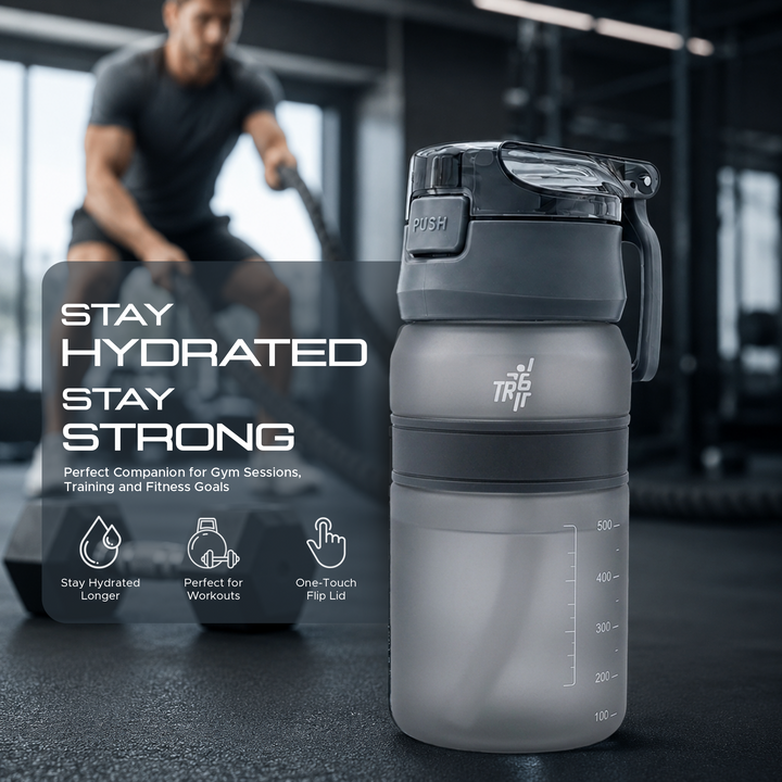 TR6 Hydra Boost Active Frosted 550ml BPA Free Tritan Bottle with Straw, Lockable Flip Lid Leakproof, Lightweight & Stylish Ideal for Gym, Work, School & Outdoor Use