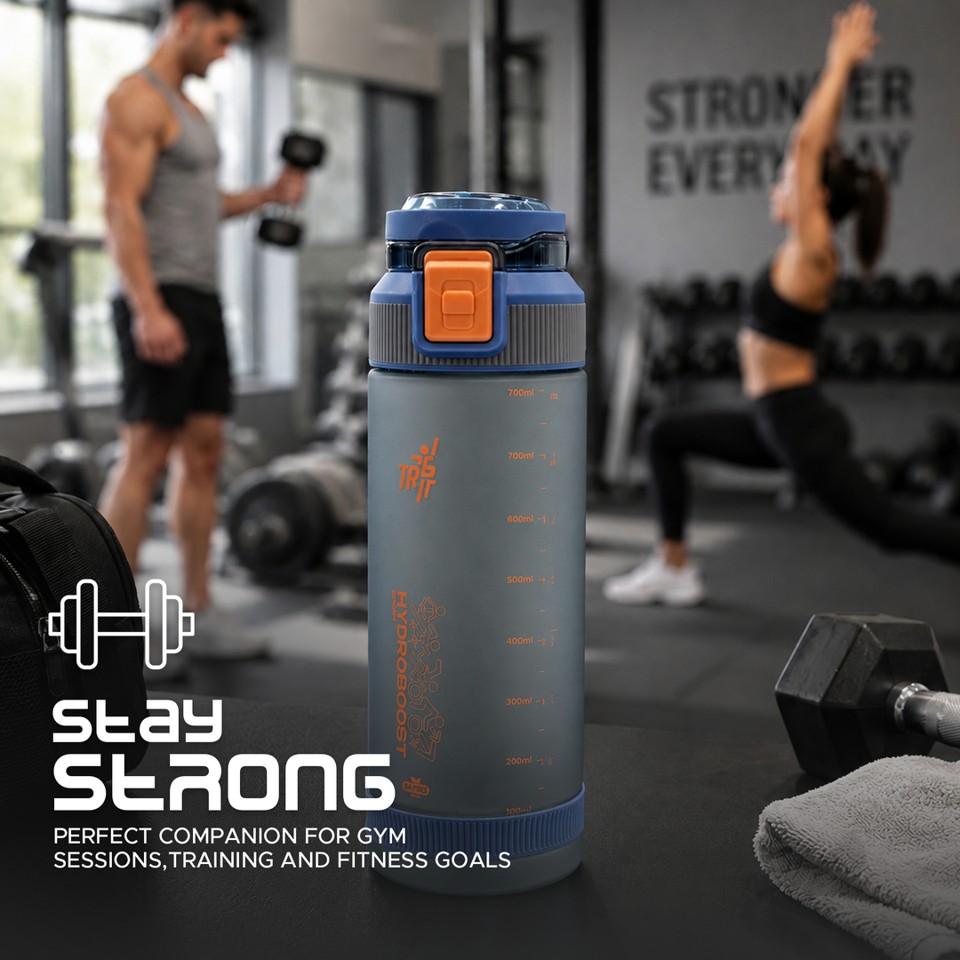 TR6 Sport Frosted Gym Water Bottle BPA Free Leak Proof with Measurement Markers Flip Lock Lid Durable Hydration Bottle for Fitness Office Travel Outdoor Wide Mouth for easy cleaning 790ml