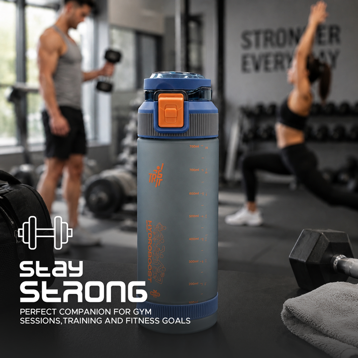 TR6 Sport Frosted Gym Water Bottle BPA Free Leak Proof with Measurement Markers Flip Lock Lid Durable Hydration Bottle for Fitness Office Travel Outdoor Wide Mouth for easy cleaning 790ml