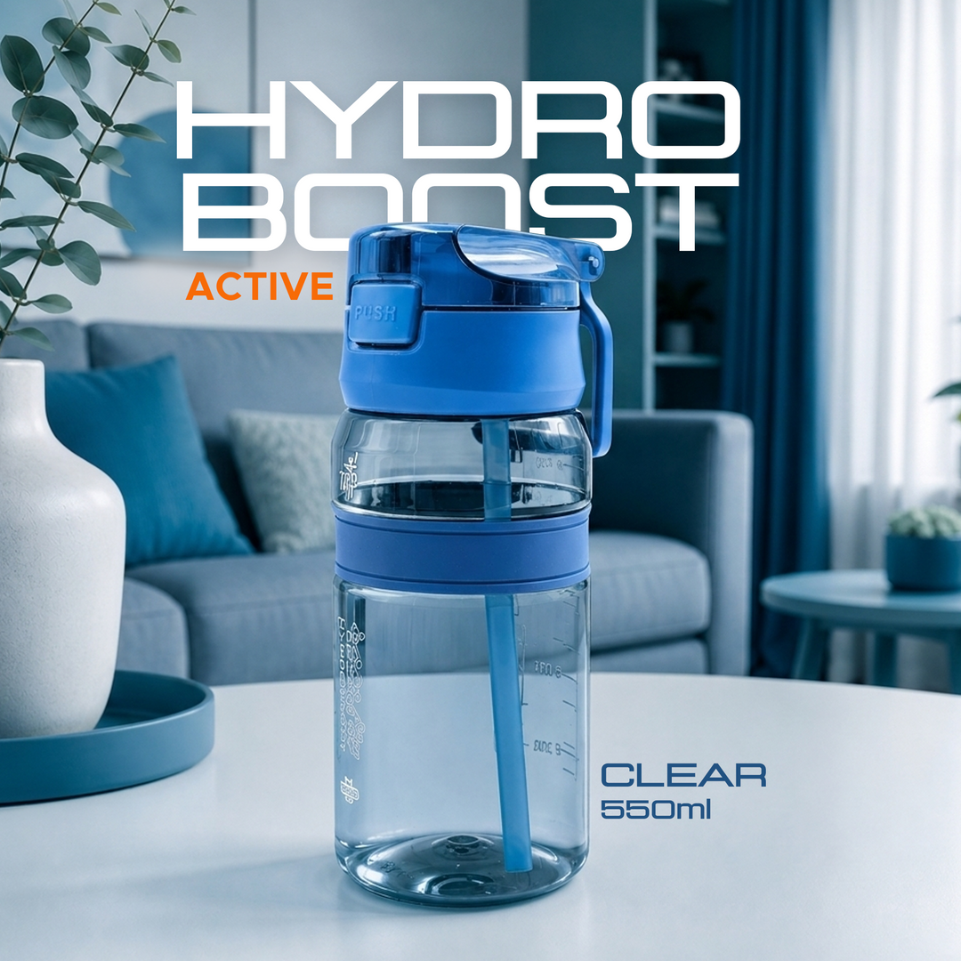 TR6 Hydro Boost Active Clear 550ml Water Bottle BPA Free Tritan Transparent Leak Proof Push Lid with Straw & Handle Lightweight Shatter Resistant Odor Free Ideal for Kids Office Gym & Daily use