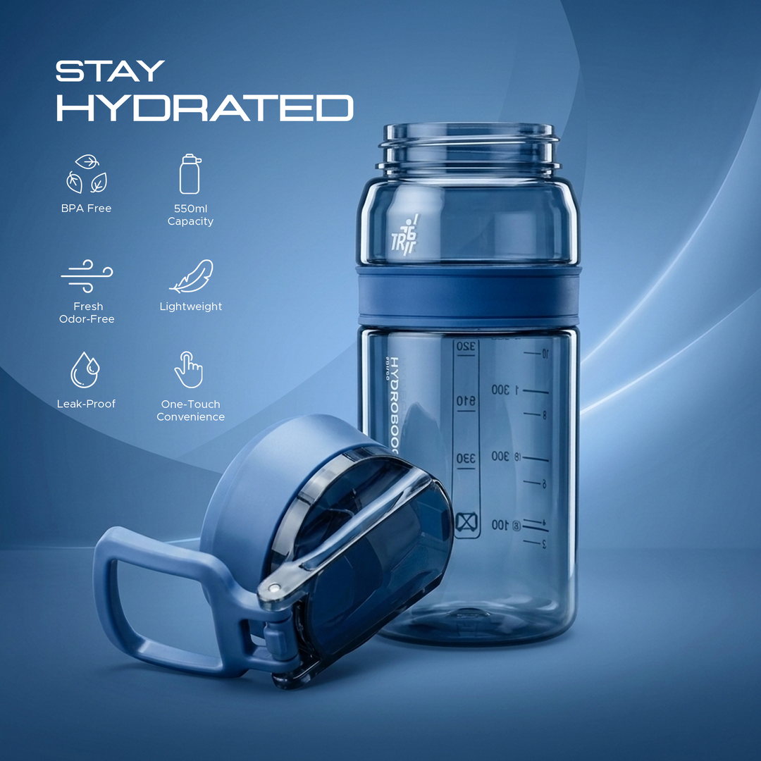 TR6 Hydro Boost Active Clear 550ml Water Bottle BPA Free Tritan Transparent Leak Proof Push Lid with Straw & Handle Lightweight Shatter Resistant Odor Free Ideal for Kids Office Gym & Daily use