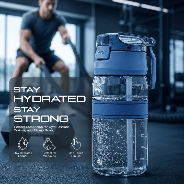 TR6 Hydro Boost Active Clear 550ml Water Bottle BPA Free Tritan Transparent Leak Proof Push Lid with Straw & Handle Lightweight Shatter Resistant Odor Free Ideal for Kids Office Gym & Daily use