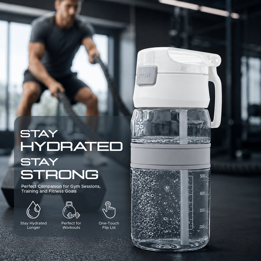 TR6 Hydro Boost Active Clear 550ml Water Bottle BPA Free Tritan Transparent Leak Proof Push Lid with Straw & Handle Lightweight Shatter Resistant Odor Free Ideal for Kids Office Gym & Daily use