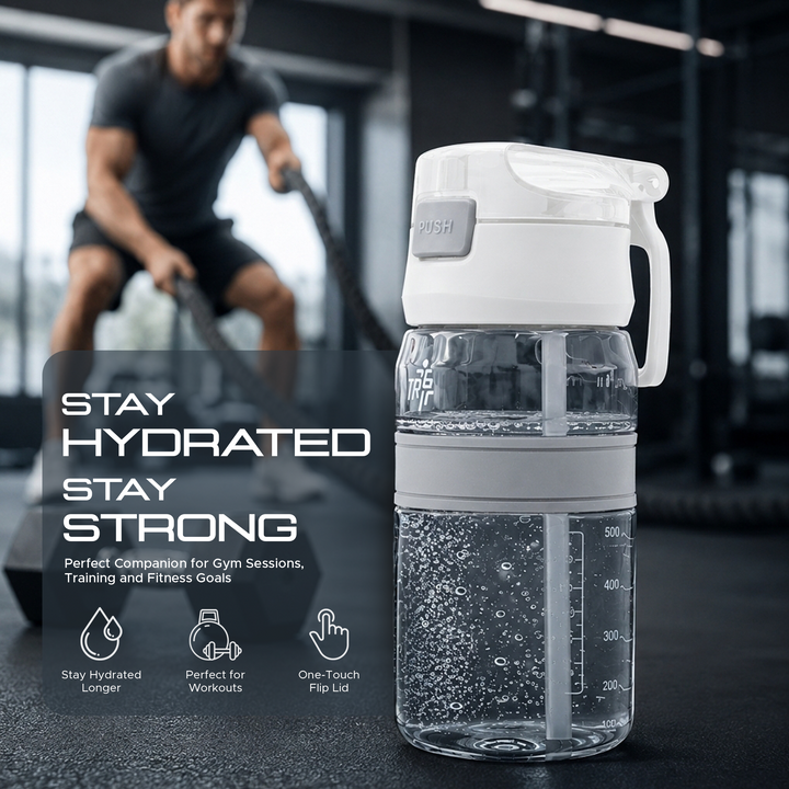 TR6 Hydro Boost Active Clear 550ml Water Bottle BPA Free Tritan Transparent Leak Proof Push Lid with Straw & Handle Lightweight Shatter Resistant Odor Free Ideal for Kids Office Gym & Daily use