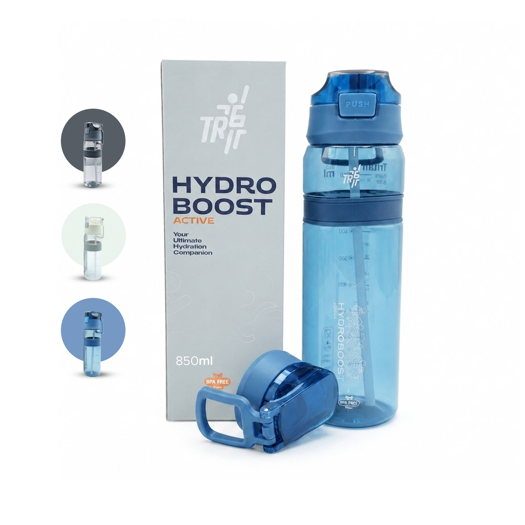 TR6 Hydro Boost Active Clear Water Bottle BPA Free Tritan Sports Bottle with Lockable Flip Lid Leakproof & Durable Ideal for Gym Office Outdoor Travel School 850ml