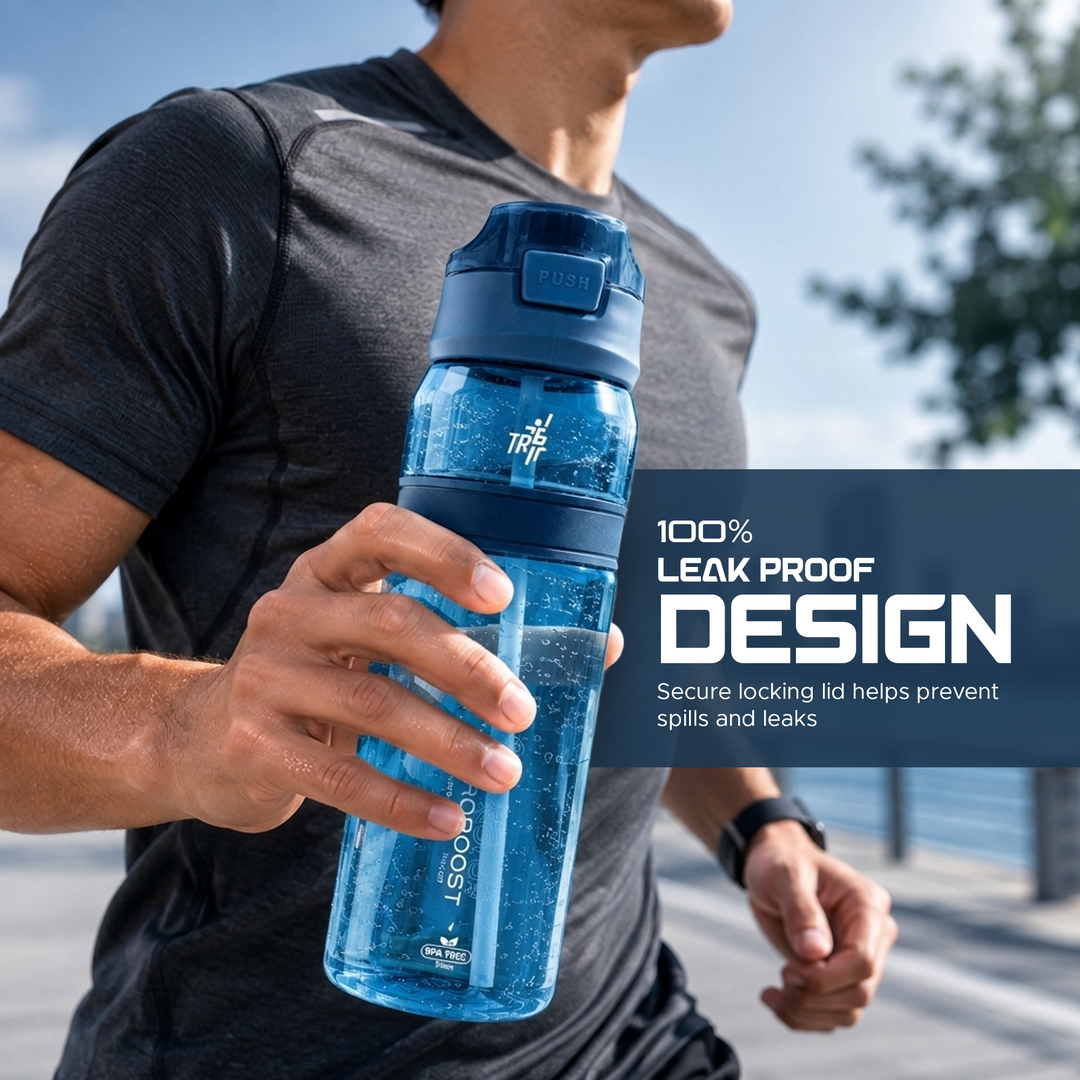 TR6 Hydro Boost Active Clear Water Bottle BPA Free Tritan Sports Bottle with Lockable Flip Lid Leakproof & Durable Ideal for Gym Office Outdoor Travel School 850ml