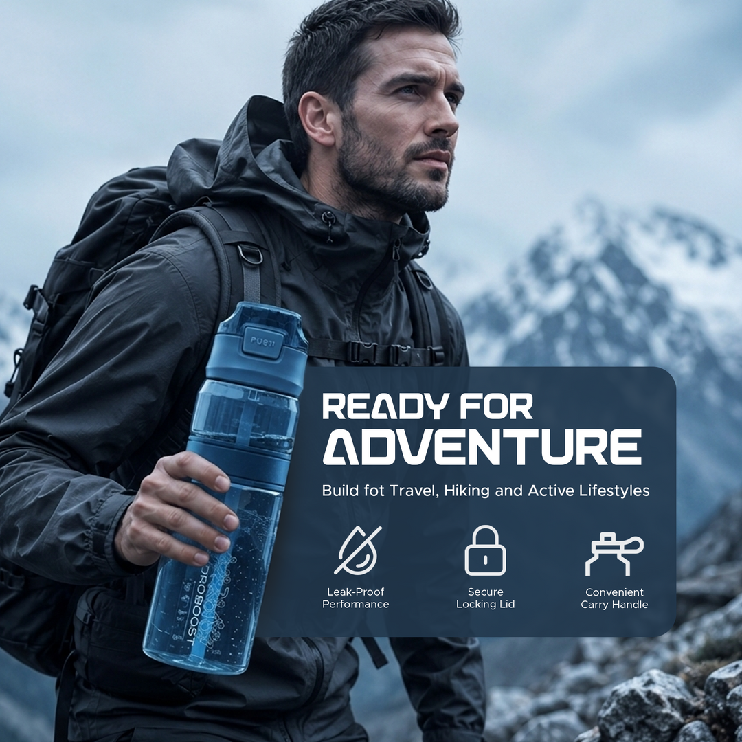 TR6 Hydro Boost Active Clear Water Bottle BPA Free Tritan Sports Bottle with Lockable Flip Lid Leakproof & Durable Ideal for Gym Office Outdoor Travel School 850ml