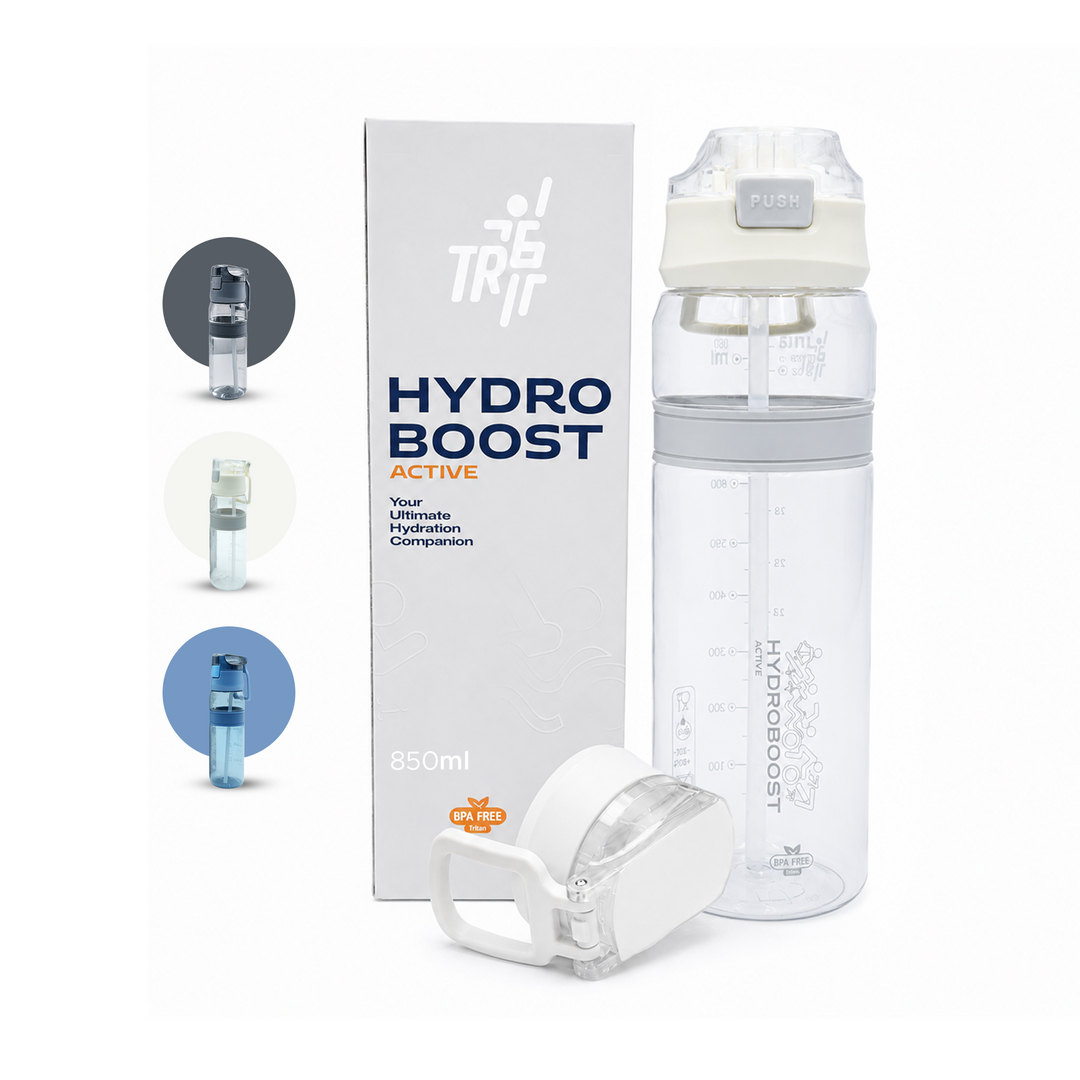 TR6 Hydro Boost Active Clear Water Bottle BPA Free Tritan Sports Bottle with Lockable Flip Lid Leakproof & Durable Ideal for Gym Office Outdoor Travel School 850ml