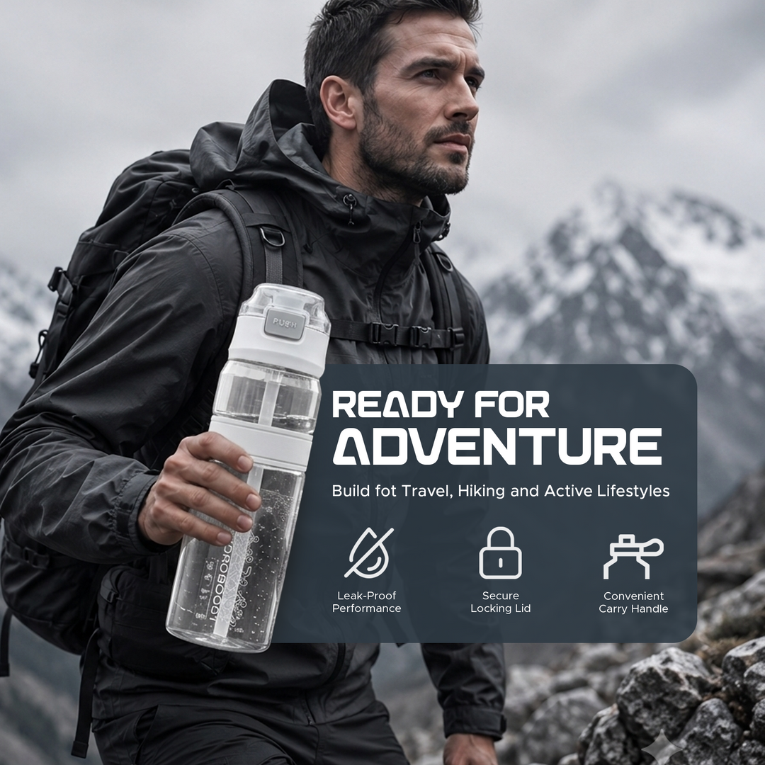 TR6 Hydro Boost Active Clear Water Bottle BPA Free Tritan Sports Bottle with Lockable Flip Lid Leakproof & Durable Ideal for Gym Office Outdoor Travel School 850ml