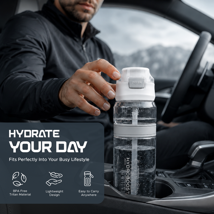 TR6 Hydro Boost Active Clear Water Bottle BPA Free Tritan Sports Bottle with Lockable Flip Lid Leakproof & Durable Ideal for Gym Office Outdoor Travel School 850ml