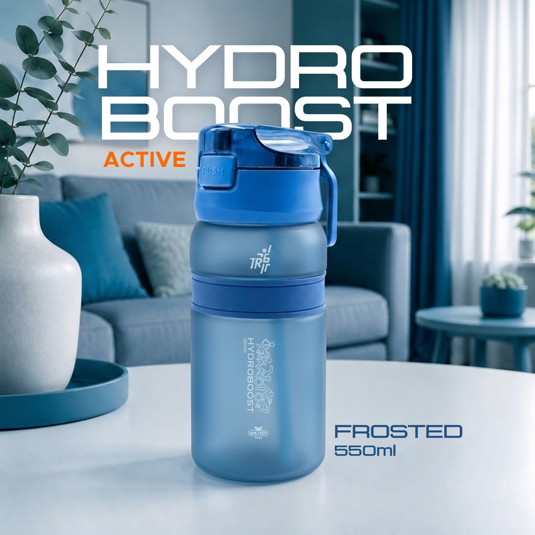 TR6 Hydra Boost Active Frosted 550ml BPA Free Tritan Bottle with Straw, Lockable Flip Lid Leakproof, Lightweight & Stylish Ideal for Gym, Work, School & Outdoor Use