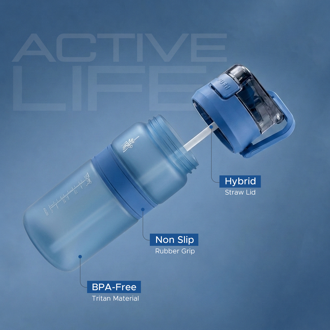 TR6 Hydra Boost Active Frosted 550ml BPA Free Tritan Bottle with Straw, Lockable Flip Lid Leakproof, Lightweight & Stylish Ideal for Gym, Work, School & Outdoor Use