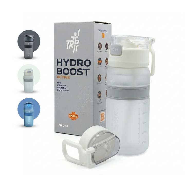 TR6 Hydra Boost Active Frosted 550ml BPA Free Tritan Bottle with Straw, Lockable Flip Lid Leakproof, Lightweight & Stylish Ideal for Gym, Work, School & Outdoor Use
