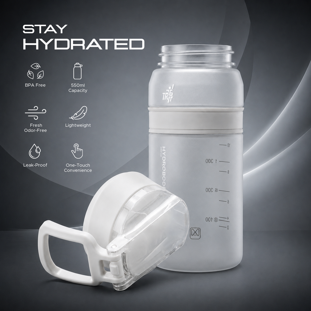 TR6 Hydra Boost Active Frosted 550ml BPA Free Tritan Bottle with Straw, Lockable Flip Lid Leakproof, Lightweight & Stylish Ideal for Gym, Work, School & Outdoor Use